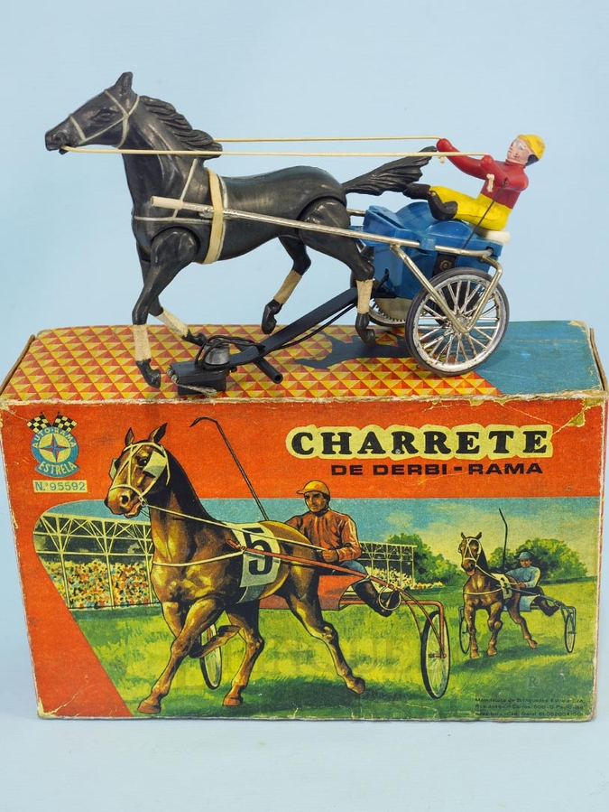 Brinquedo antigo Charrete de Derbi-Rama azul Ano 1968