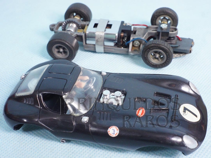 Brinquedo antigo Cheetah GT preta com chassi e cubos de rodas de magnésio Carro modelo da Cheetah GT Estrela Perfeito estado 100% original Ano 1965