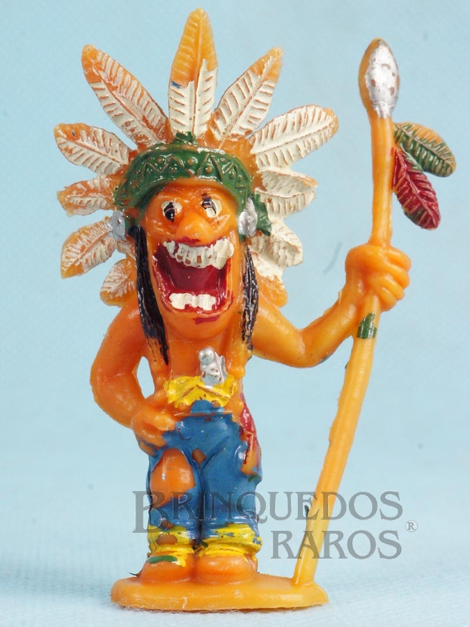 Brinquedo antigo Chefe Índio de pé com lança Série Brincalhões de Forte Apache Ano 1973