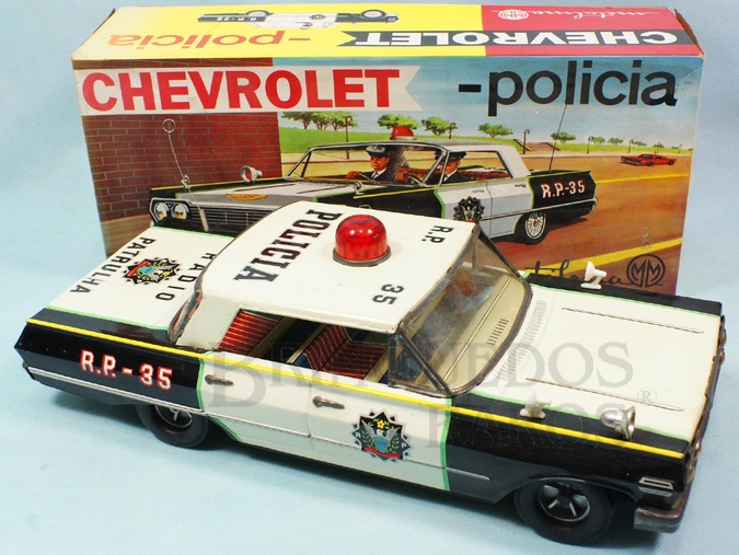 Brinquedo antigo Chevrolet Impala de Policia com 35,00 cm de comprimento Década de 1970