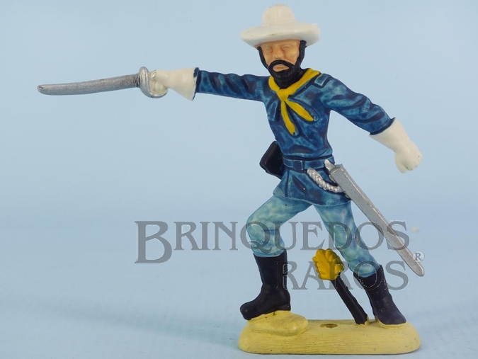 Brinquedo antigo Comandante da Sétima Cavalaria de pé com Sabre Plástico branco Série Atlantic Ano 1989 