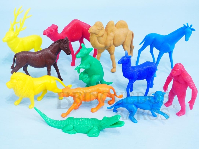 Brinquedo antigo Conjunto com 12 Animais Selvagens diversos Série Zoológico Década de 1970