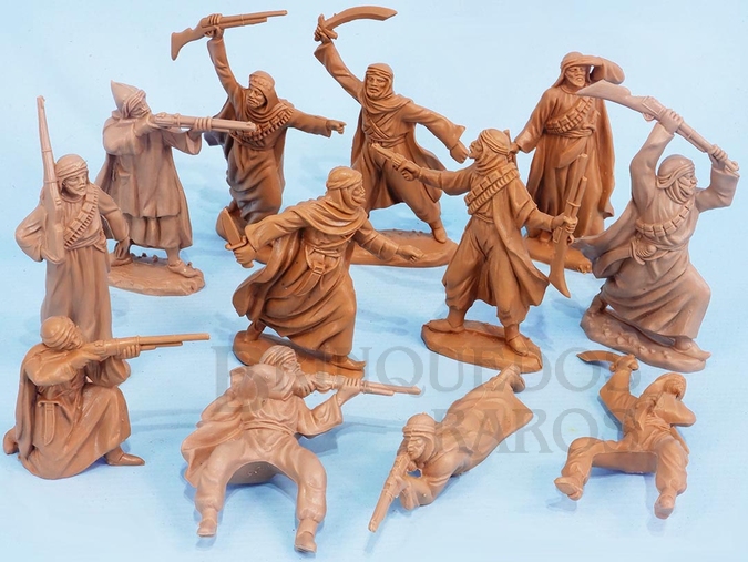 Brinquedo antigo Conjunto completo com doze Soldados Árabes Figuras Matriz do Conjunto Lawrence da Arábia da Comanche Reedição da Década de 1990