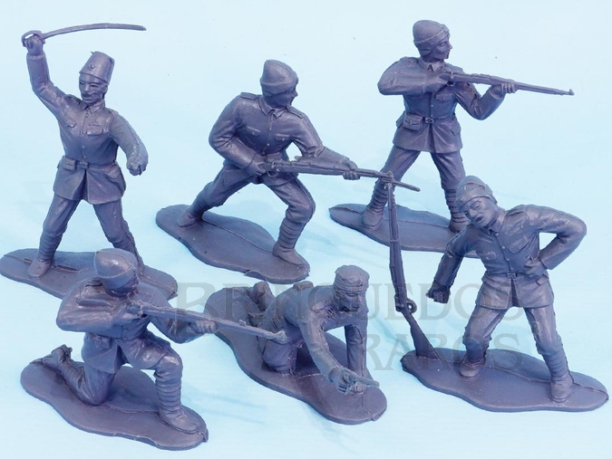 Brinquedo antigo Conjunto completo com seis Soldados Turcos Figuras Matriz do Conjunto Lawrence da Arábia da Comanche Reedição da Década de 1990