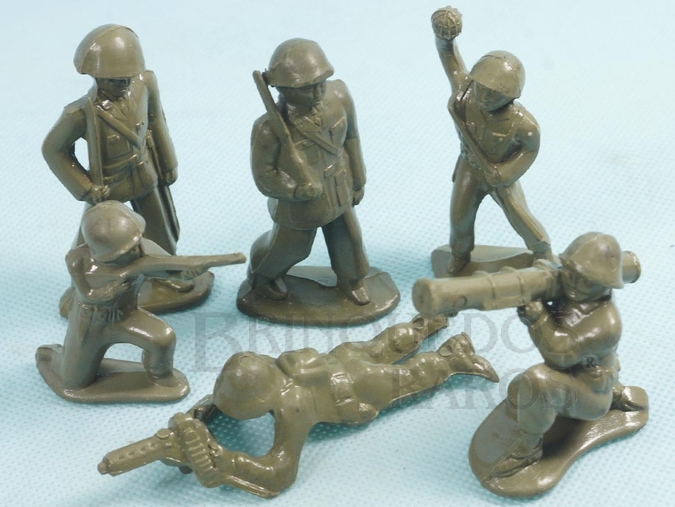 Brinquedo antigo Conjunto Completo de seis soldados 6,00 cm de altura Década de 1960