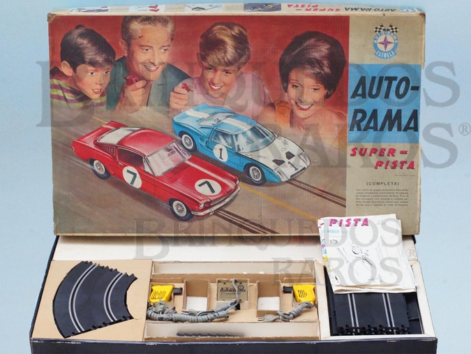 Brinquedo antigo Conjunto de Autorama Super-Pista completo com pista em oito sem carros Excelente estado Código 3261 Maior Caixa de Autorama Datado 21 Dez 1967