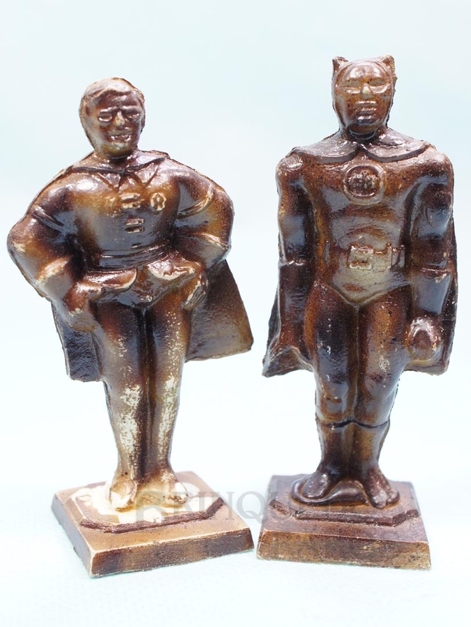 Brinquedo antigo Conjunto de figuras do Batman e Robin com 7,00 cm de altura Cópia em Resina de figuras da Década de 1970 Ano 1998 
