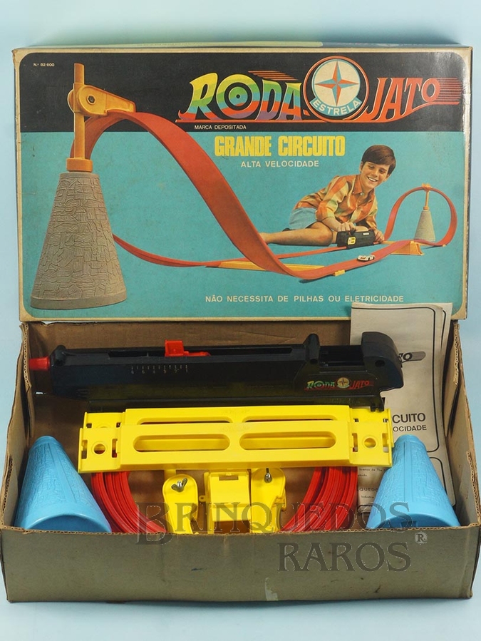 Brinquedo antigo Conjunto de pistas Roda Jato Grande Circuito Corgi Rockets para carros Corgi Jr perfeito estado completo com Manual de instruções sem carro Ano 1971