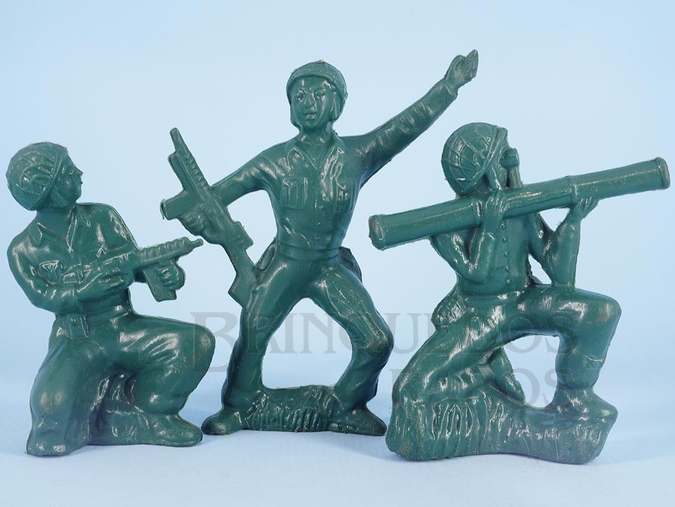 Brinquedo antigo Conjunto de tres Soldados Americanos com 12,00 cm de altura Década de 1970