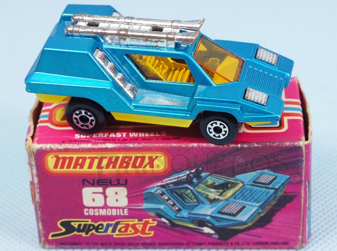 Brinquedo antigo Cosmobile Superfast azul metálico