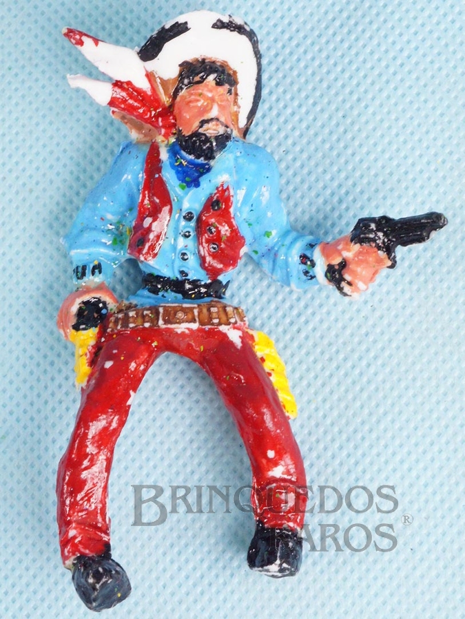 Brinquedo antigo Cowboy montado a cavalo com revolver 9,00 cm de altura Década de 1970