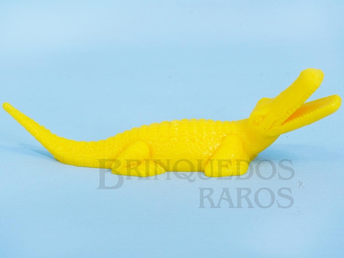 Brinquedo antigo Crocodilo de plástico amarelo Série Zoológico Década de 1970