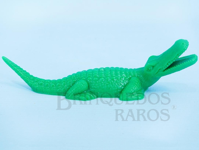 Brinquedo antigo Crocodilo de plástico verde Série Zoológico Década de 1970