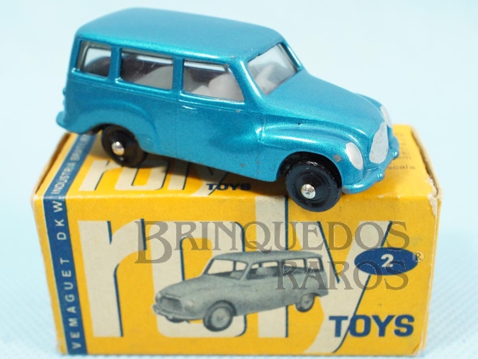 Brinquedo antigo DKW Vemag Vemaguete com 6,00 cm de comprimento Azul metálico Década de 1960
