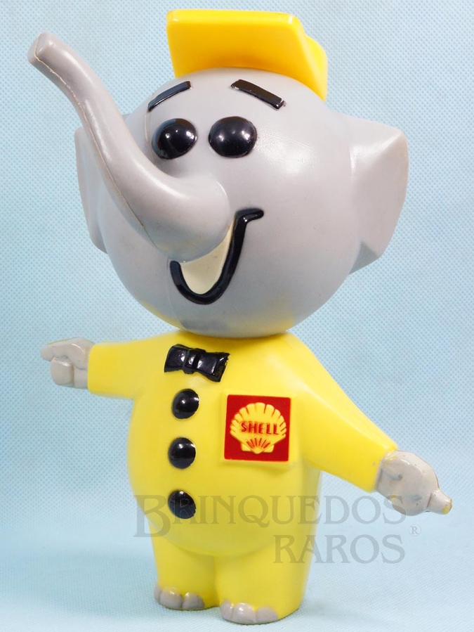 Brinquedo antigo Elefantinho da Shell com 24,00 cm de altura tipo Cofre Brinde da Gasolina Shell Década de 1960
