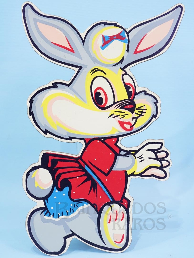 Brinquedo antigo Enfeite de parede Personagem Coelha com 30,00 cm de altura impressão manual em Duratex Trabalho Artístico de Joselito de Oliveira Mattos sob Licença Vida Infantil Década de 1960