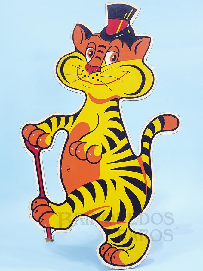 Brinquedo antigo Enfeite de parede Personagem Gato com 30,00 cm de altura impressão manual em Duratex Trabalho Artístico de Joselito de Oliveira Mattos sob Licença Vida Infantil Década de 1960