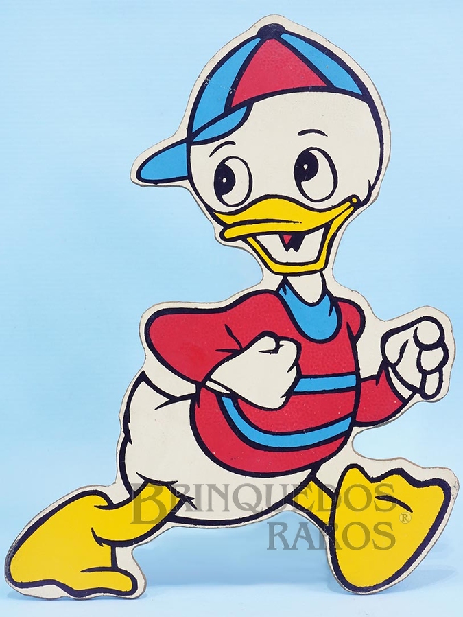 Brinquedo antigo Enfeite de parede Personagem Huguinho com 20,00 cm de altura impressão manual em Duratex sob Licença Walt Disney Década de 1960