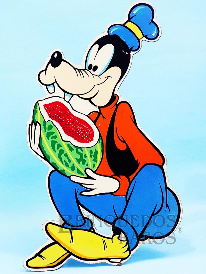 Brinquedo antigo Enfeite de parede Personagem Pateta com 29,00 cm de altura impressão manual em Duratex sob Licença Walt Disney Década de 1960