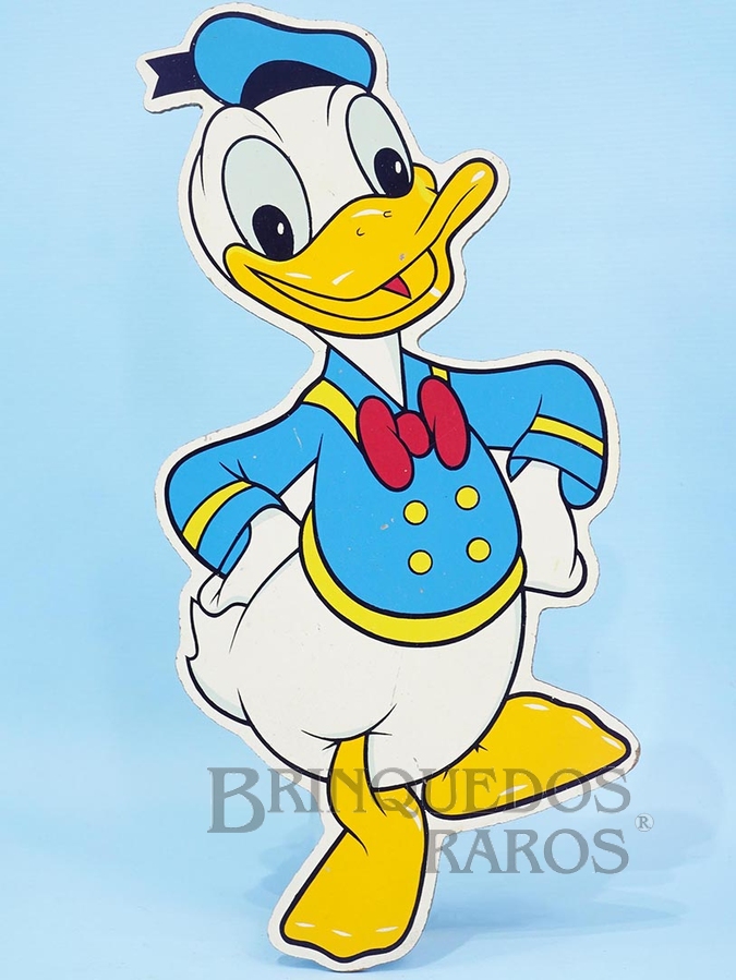 Brinquedo antigo Enfeite de parede Personagem Pato Donald com 29,00 cm de altura impressão manual em Duratex sob Licença Walt Disney Década de 1960