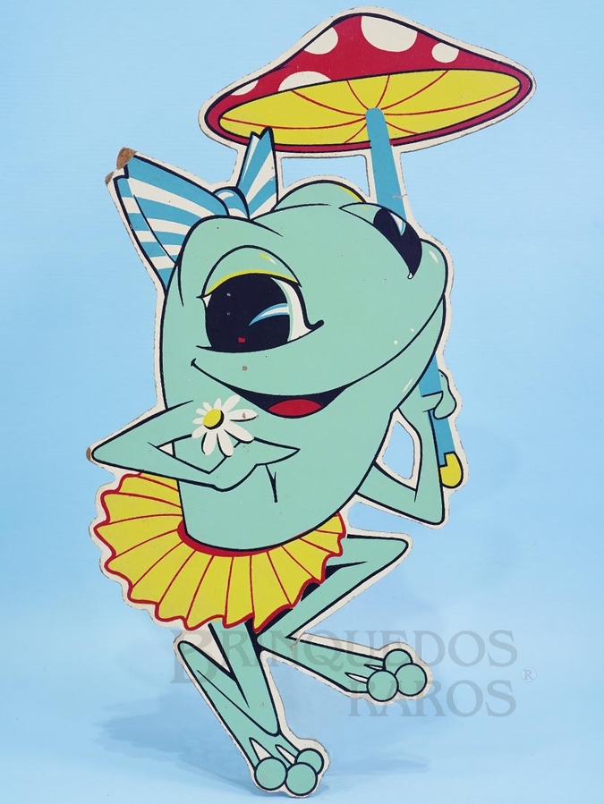 Brinquedo antigo Enfeite de parede Personagem Rã Bailarina com 30,00 cm de altura impressão manual em Duratex Trabalho Artístico de Joselito de Oliveira Mattos sob Licença Vida Infantil Década de 1960