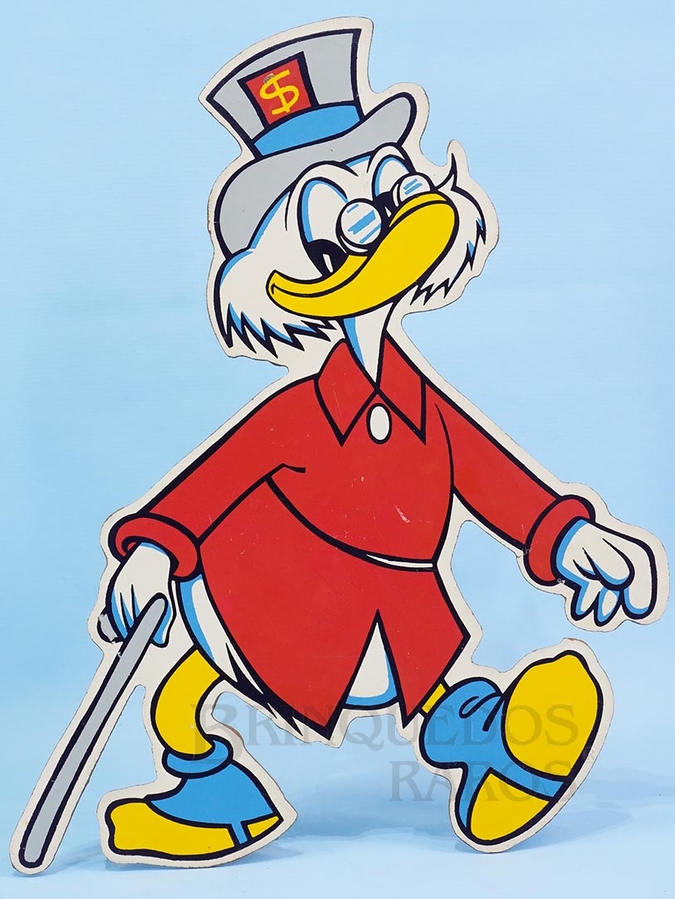 Brinquedo antigo Enfeite de parede Personagem Tio Patinhas com 32,00 cm de altura impressão manual em Duratex sob Licença Walt Disney Década de 1960