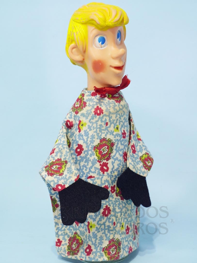 Brinquedo antigo Fantoche Arthur Pendragon da História Rei Arthur 22,00 cm de altura Cabeça de vinil Década de 1960