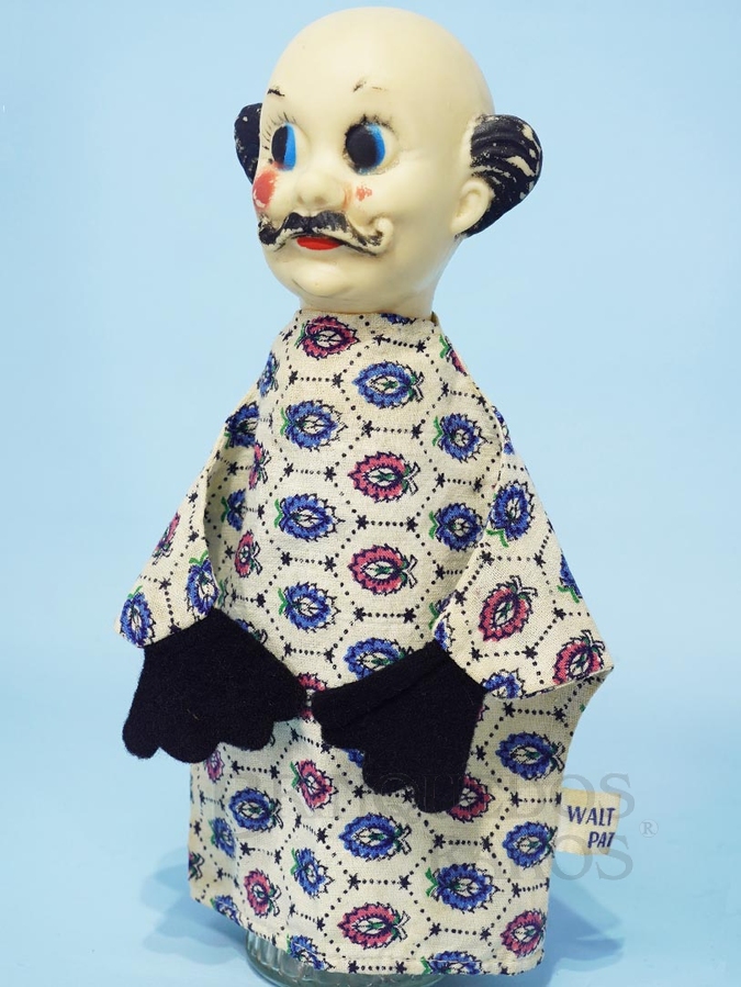Brinquedo antigo Fantoche Criador de Brinquedos da História O Mundo Encantado dos Brinquedos 22,00 cm de altura Cabeça de vinil Etiqueta Walt Disney Patent Ano 1956