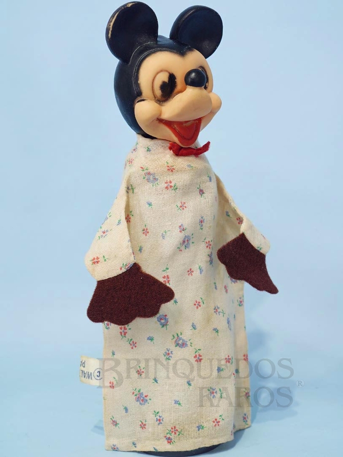Brinquedo antigo Fantoche Mickey 22,00 cm de altura Cabeça de vinil Etiqueta Walt Disney Patent Ano 1956