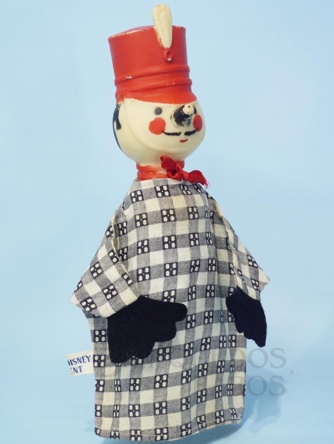 Brinquedo antigo Fantoche Soldado da História O Mundo Encantado dos Brinquedos 22,00 cm de altura Cabeça de vinil Etiqueta Walt Disney Patent Ano 1956