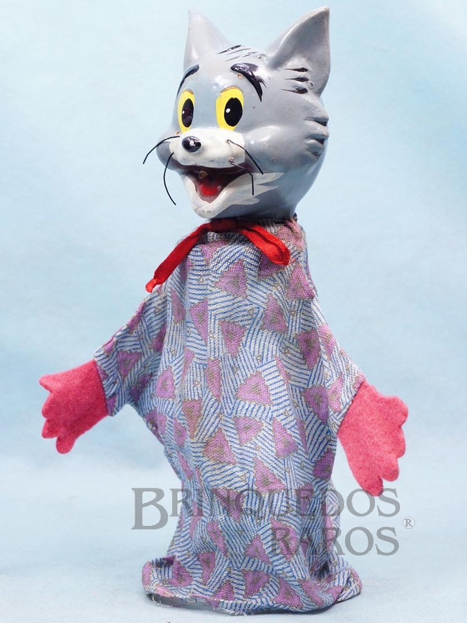 Brinquedo antigo Fantoche do Tom da História Tom e Jerry 22,00 cm de altura Cabeça de massa Década de 1950