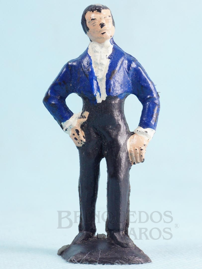 Brinquedo antigo Figura de Don Diego com paletó azul Série O Zorro distribuído pela Trol Década de 1970