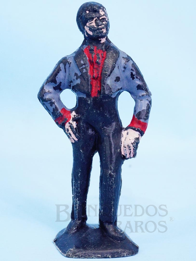 Brinquedo antigo Figura de Don Diego com paletó cinza Série O Zorro distribuído pela Trol Década de 1970
