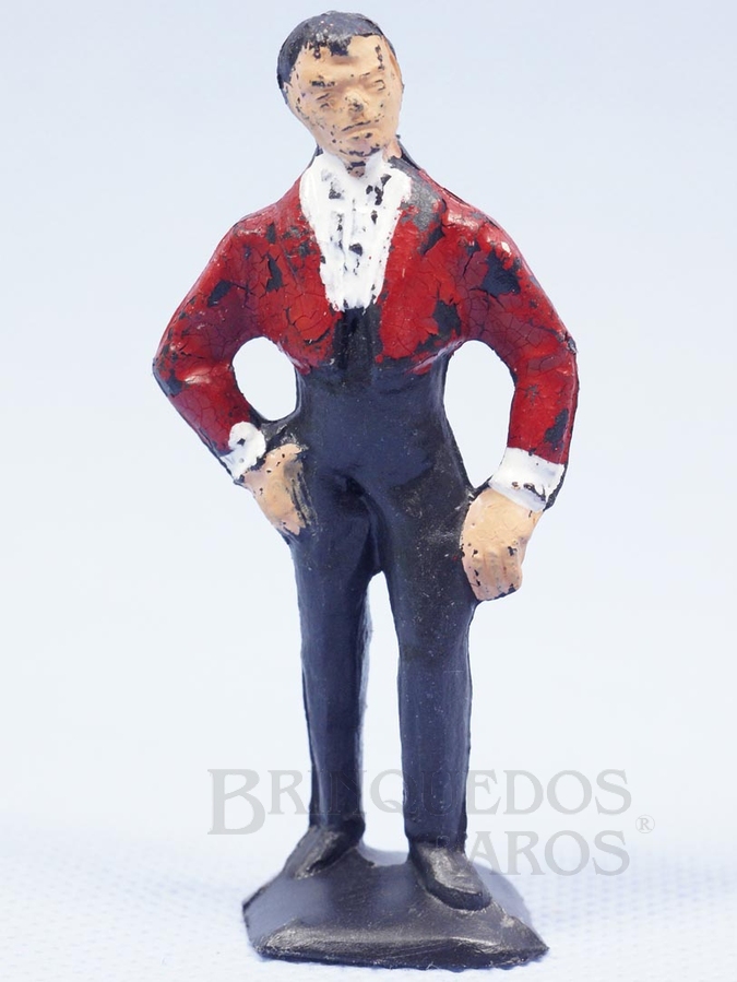 Brinquedo antigo Figura de Don Diego com paletó vermelho Série O Zorro distribuído pela Trol Década de 1970