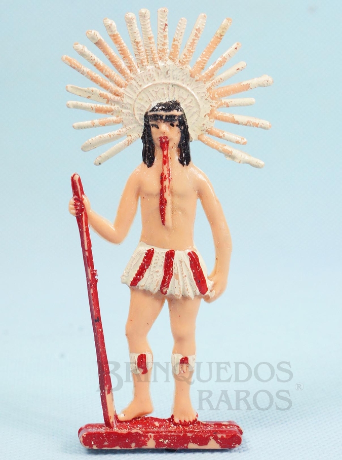 Brinquedo antigo Figura de Índio Brasileiro Cacique 12,00 cm de altura Década de 1960