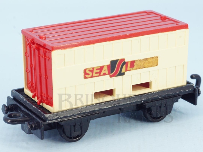 Brinquedo antigo Flat Car whit Sea Land Container Superfast