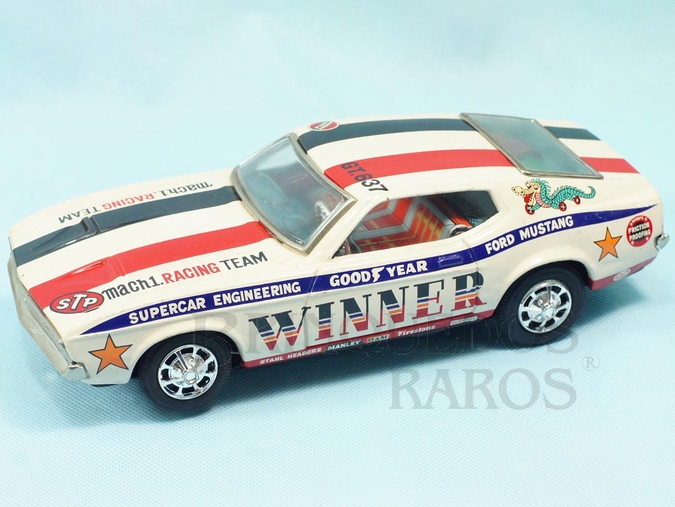Brinquedo antigo Ford Mustang Mach I Nascar Sistema Não Cai da Mesa 26,00 cm de comprimento Década de 1970 