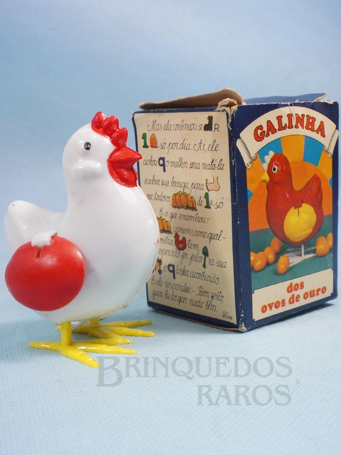 Brinquedo antigo Galinha dos ovos de ouro 8,50 cm de altura Década de 1970
