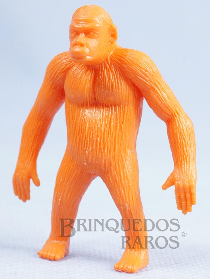 Brinquedo antigo Gorila de plástico laranja Série Zoológico década de 1970