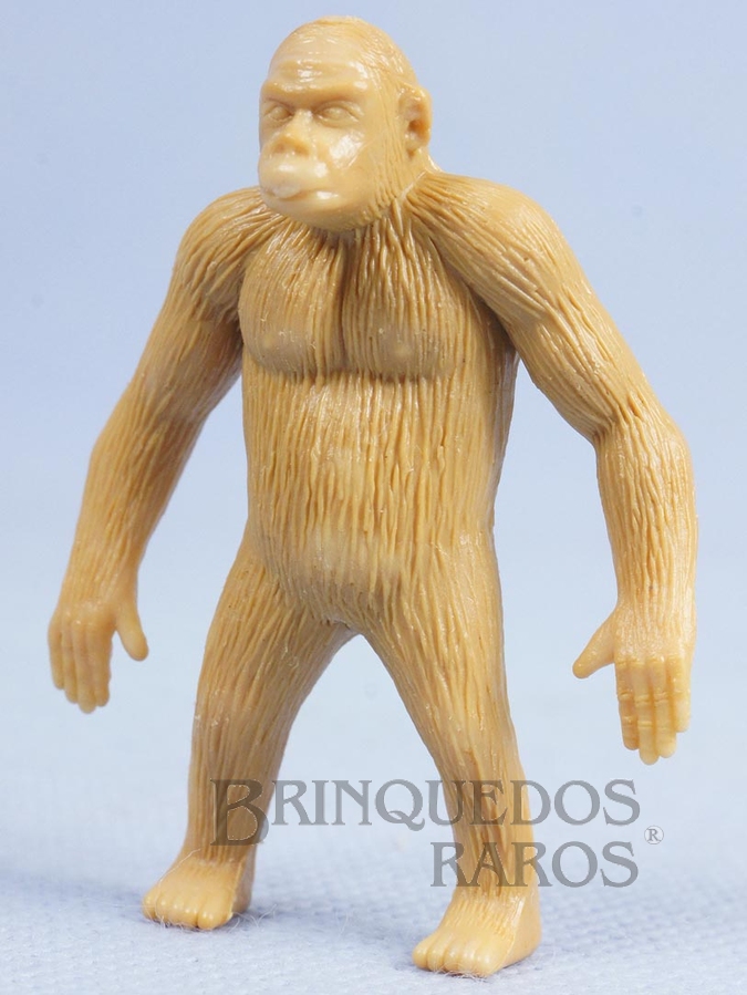Brinquedo antigo Gorila de plástico marrom claro Série Zoológico década de 1970