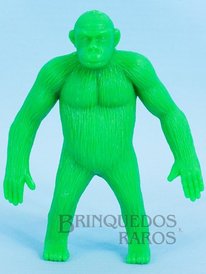 Brinquedo antigo Gorila de plástico verde Série Zoológico Década de 1970