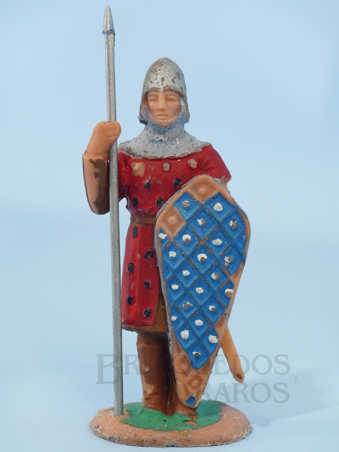 Brinquedo antigo Guerreiro cristão com Lança e Escudo Série El Cid Década de 1970