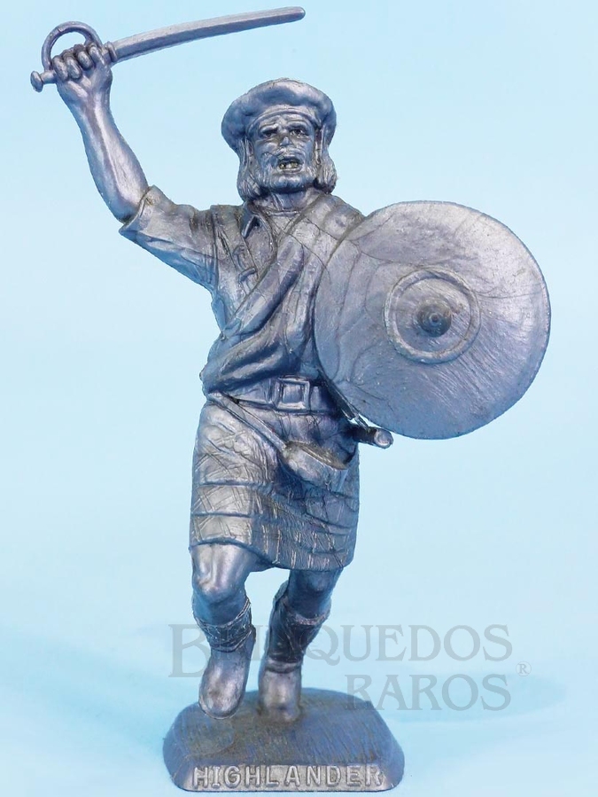 Brinquedo antigo Guerreiro Highlander de plástico prateado brinde Sucrilhos Kelloggs Década de 1970