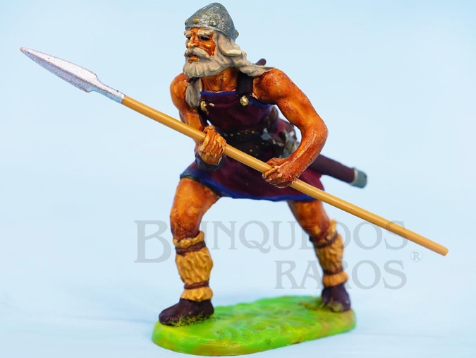 Brinquedo antigo Guerreiro Gaulês com Lança Figura Matriz da Série Viking Casablanca pintura original Década de 1990