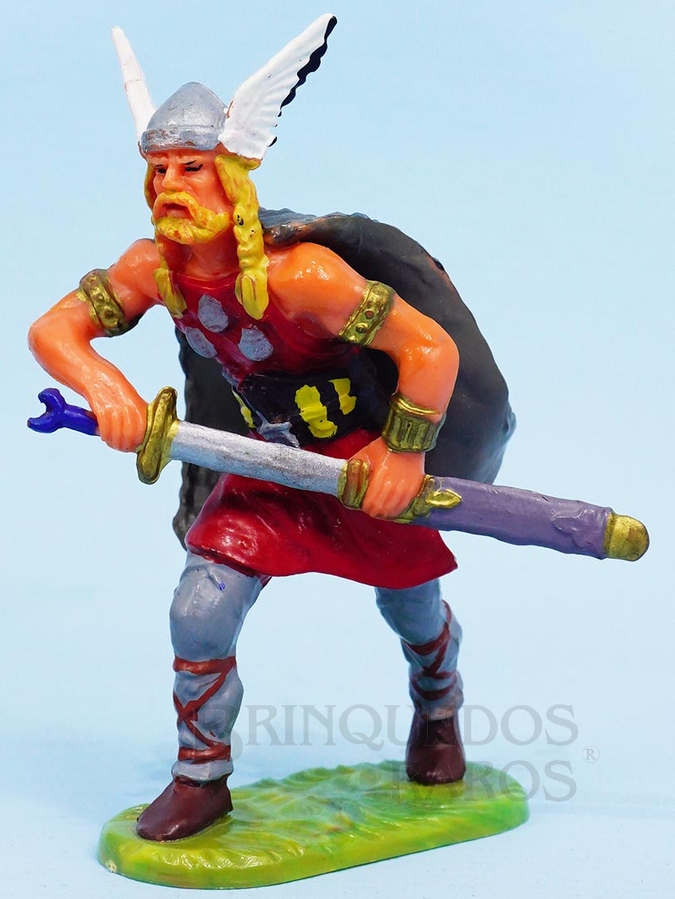 Brinquedo antigo Guerreiro Gaulês sacando a Espada Figura Matriz da Série Viking Casablanca pintura original Década de 1990