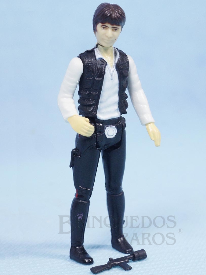 Brinquedo antigo Han Solo Combatente Estelar Mercenário Star Wars Lucas Film perfeito estado completo com Arma Década de 1980