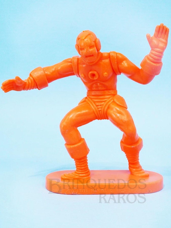 Brinquedo antigo Homem de Ferro de plástico laranja Década de 1980