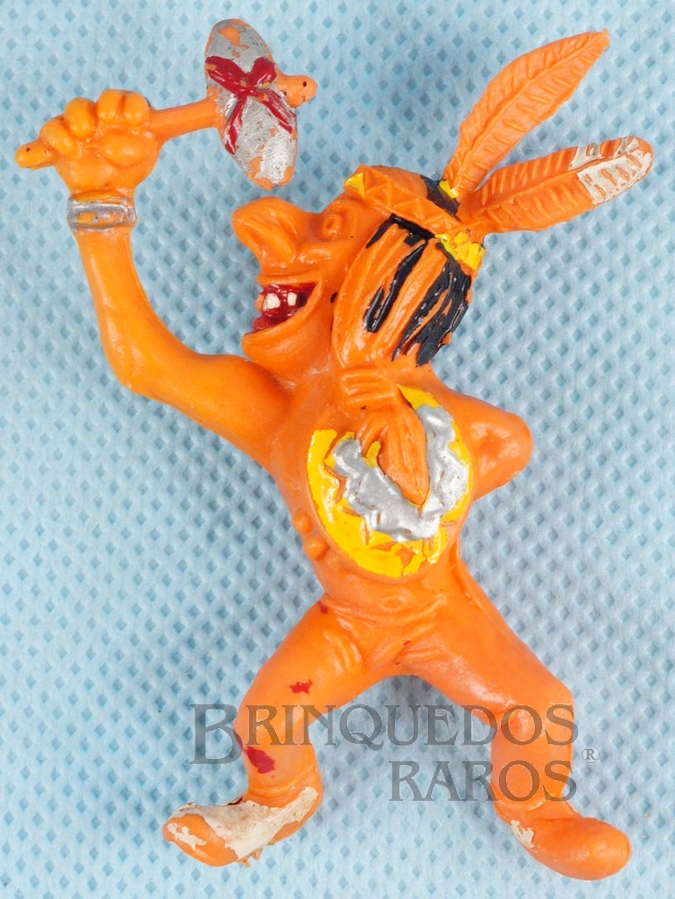 Brinquedo antigo Índio montado a cavalo com machado e escudo Série Brincalhões de Forte Apache Ano 1973