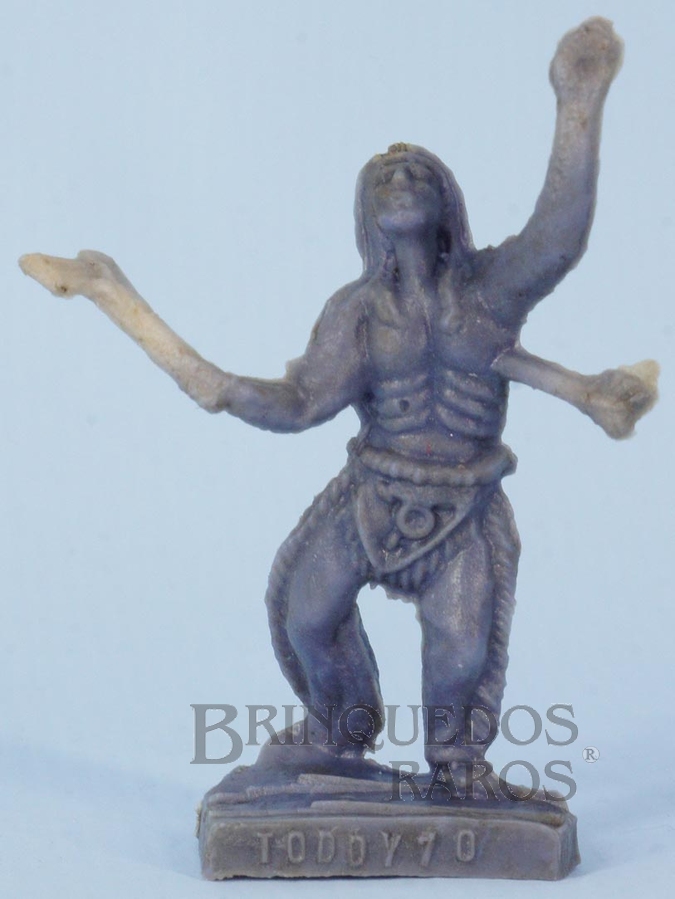 Brinquedo antigo Índio ferido Brinde Toddy numerado 10 Plástico descorado década de 1960