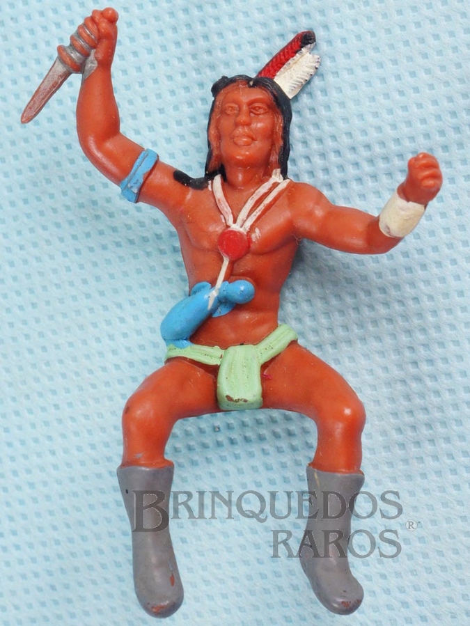 Brinquedo antigo Índio montado a cavalo com faca Série Atlantic Ano 1986  